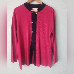 Misook Pink and Blue Cardigan Sweater